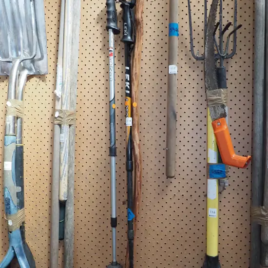 2x walking poles, walking stick - orange dots