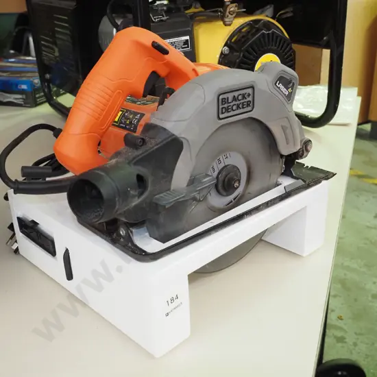 Black & Decker skilsaw on homemade wooden stand