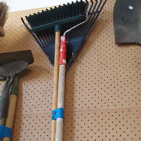 garden rake, broom, painting pole roller