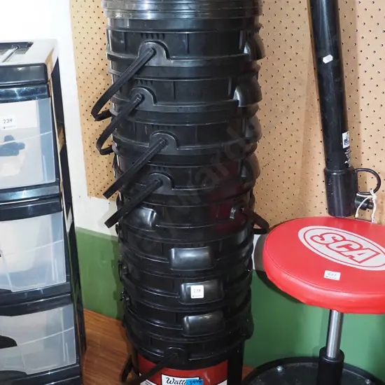 9x black pails with lids