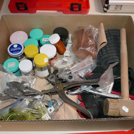 box of leather worker's tools