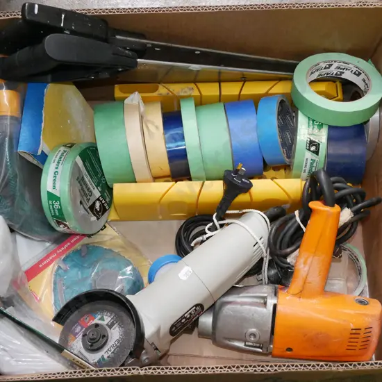 box; mitre box, tapes, hand saw etc