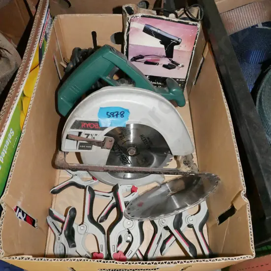 box; clamps, skilsaw, timing light