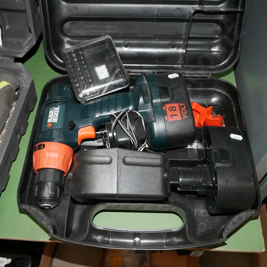 cased Black & Decker 18V drill