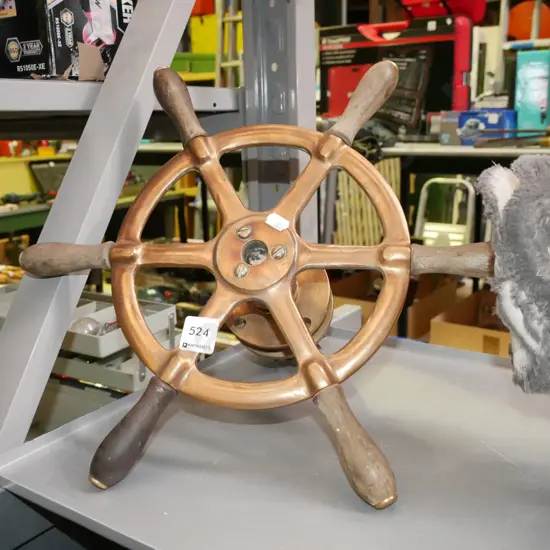 vintage brass ship's wheel Diam-390