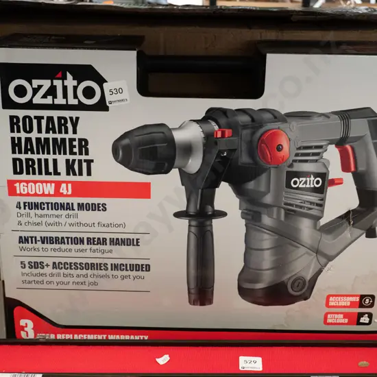 boxed as-new Ozito rotary hammer drill kit