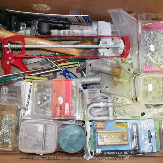 box; nails, screws, caulking gune tc