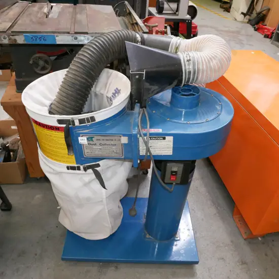 freestanding workshop dust extractor with hose and dual intake