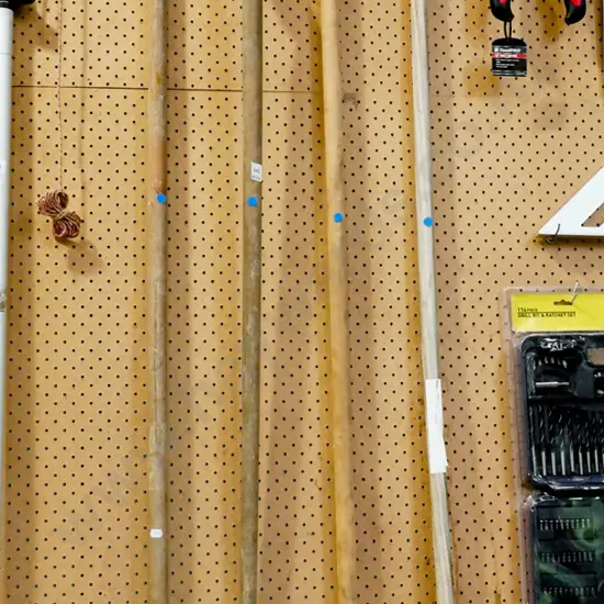 2x hoes, rake, cultivator -blue dots