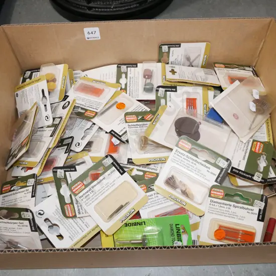 box; rotary tool grinding bits, drill bits, sanding discs etc