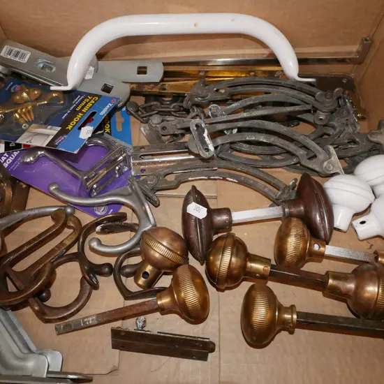 box; door handles, shelf braces, window stays etc