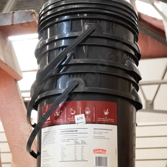 4x black plastic buckets with lids