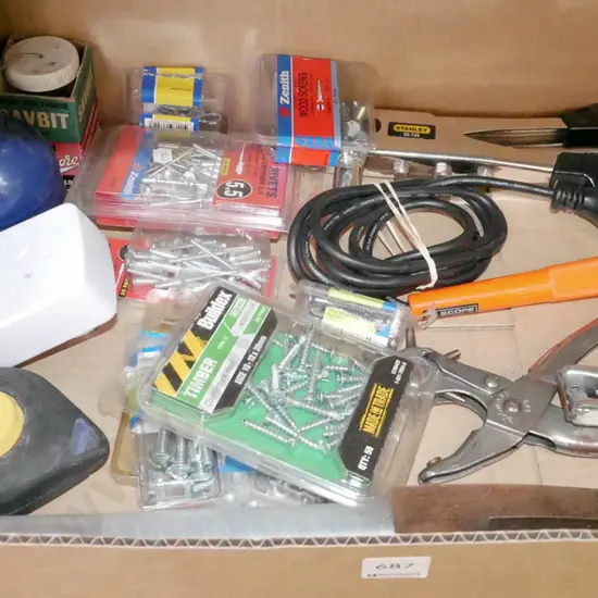 box; screws, riveters, oiler etc