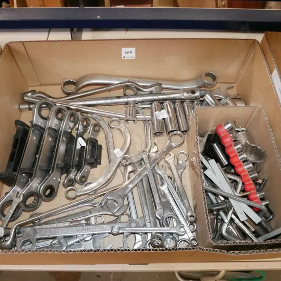 box; open end ring spanners, sockets etc