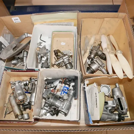 box; model plane motors, propellors - As Is No Returns