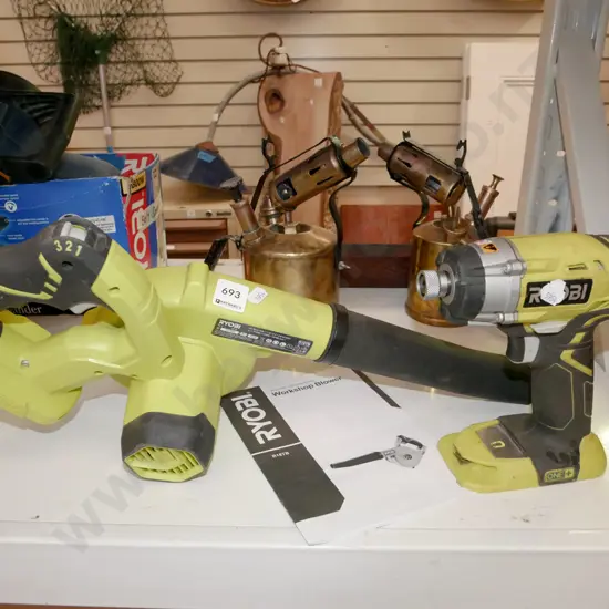 Ryobi impact driver, small blower - no batteries