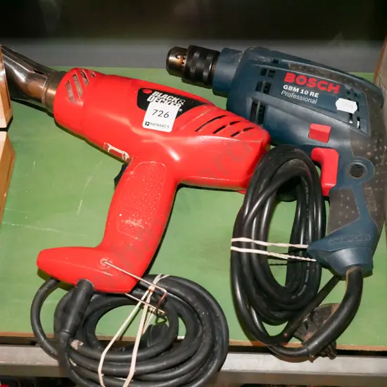 Bosch electrical drill, heat gun