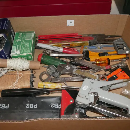 box; staplers, planter bags, string lines etc