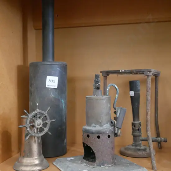 bunsen burner,  steam engine, ships wheel lighter