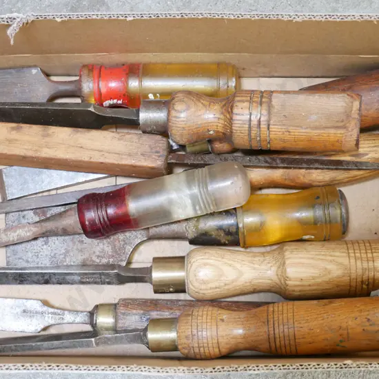 box of vintage chisels
