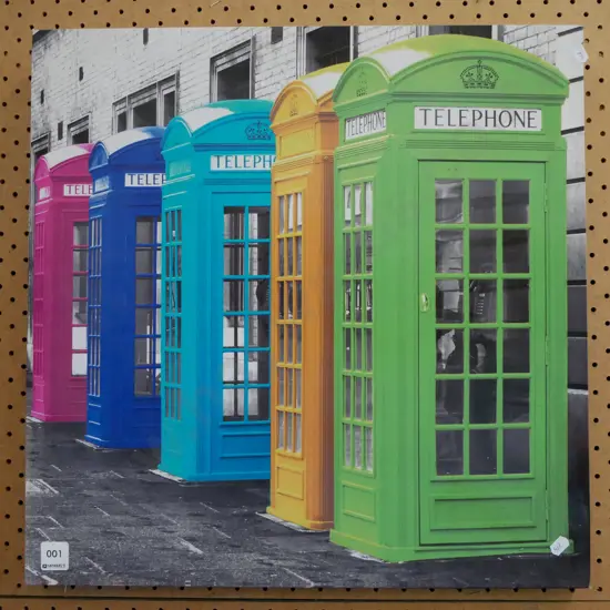 photographic print on boxed canvas - coloured phone boxes