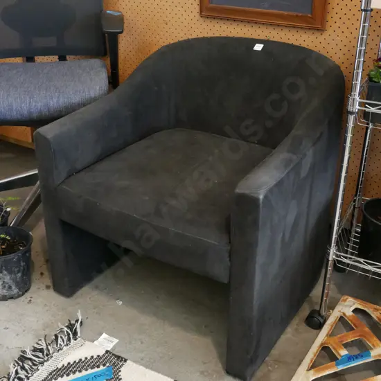 black suedette tub chair