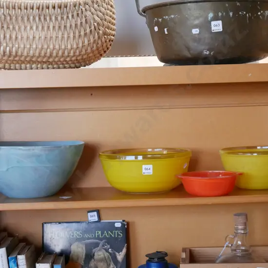 various coloured glass bowls
