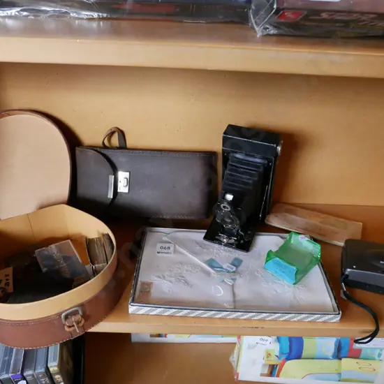 Irish linen, collar box, camera etc