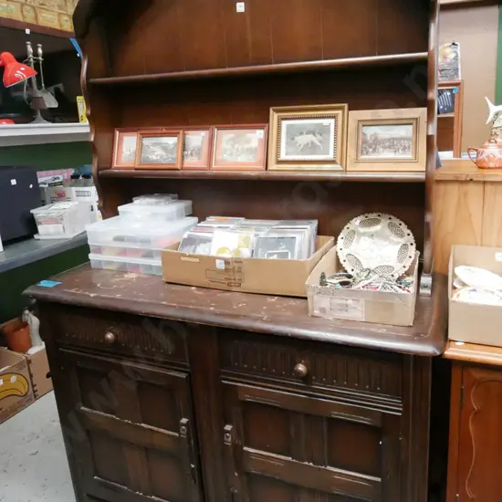 dark stained oak 2 door 2 drawer Welsh dresser H-1850 W-1200 D-460