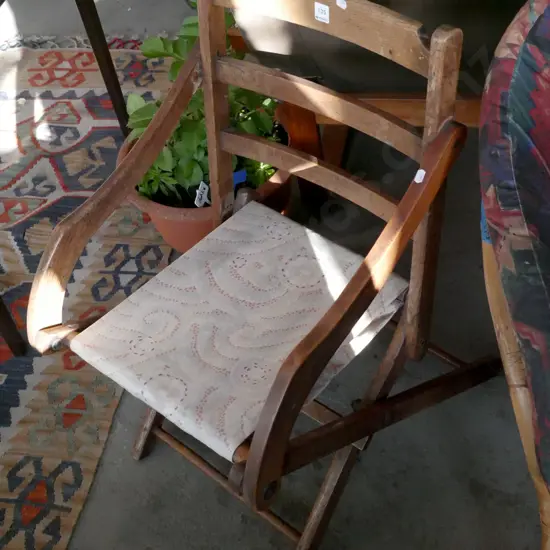 oak vintage folding deck chair