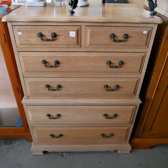 oak 6 drawer chest on chest H-1040 W-750 D-410