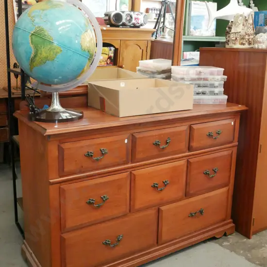 solid wood 8 drawer mirror back dresser - varnish needs attention H-1560 W-1210 D-460
