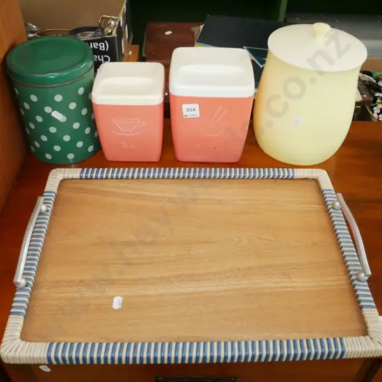 retro canisters, tray