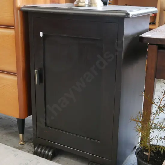 dark stained deco single drawer pot cupboard