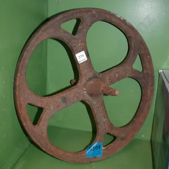 Dunedin made cast iron vintage wheelbarrow wheel