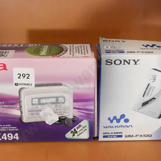 boxed Sony Walkman and Aiwa portable cassette player - As Is No Returns