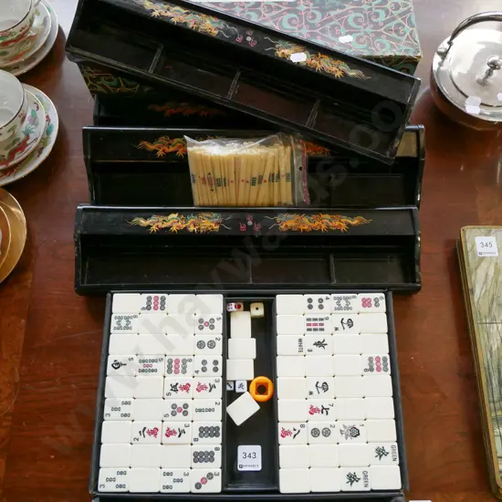 mahjong set with lacquer boards 