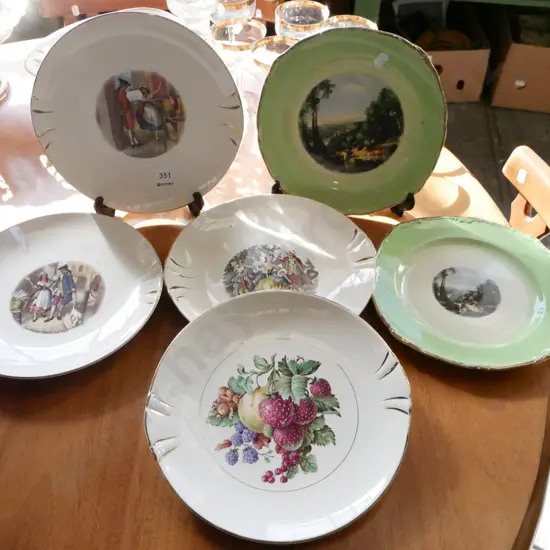 6x Crown Lynn cabinet plates