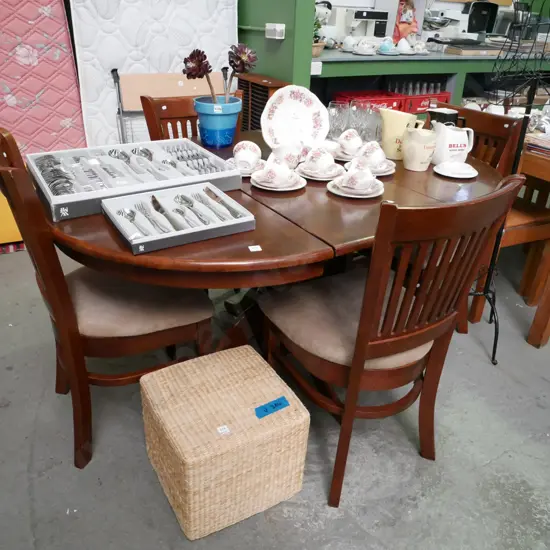 rubber wood extending dining table with 4 matching chairs H-760 W-1500 D-1070