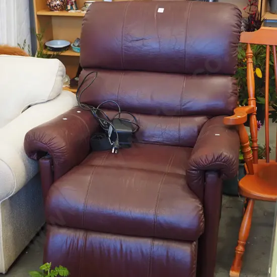 La-Z-Boy burgundy leather electric rise and fall chair
