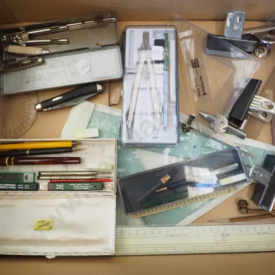 box; technical drawing supplies etc