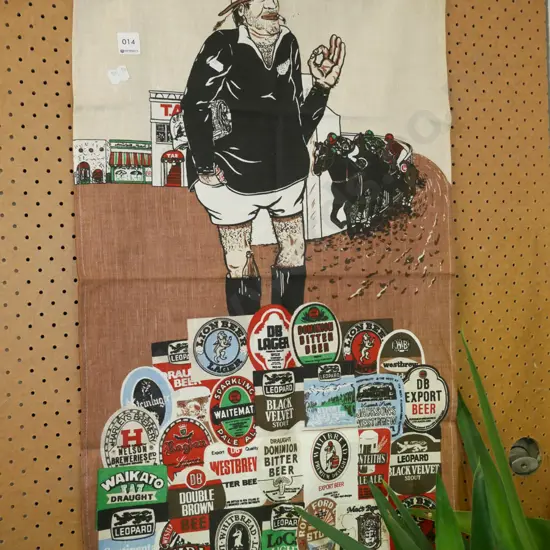 NZ beer, rugby and racing tea towel