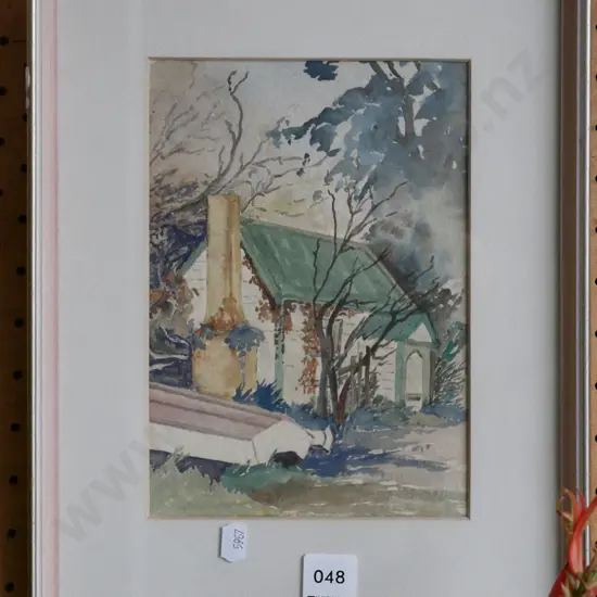 framed watercolour - beach side cottage