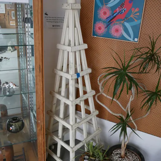 cream painted white wooden plant climbing frame H-2000