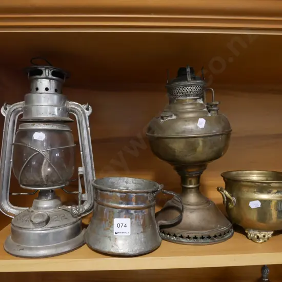 part kerosene lantern, hurricane lanten, jardiniere, tankard