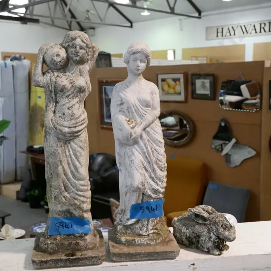 3x composite garden ornaments - 2x figurines, rabbit Tallest H-470