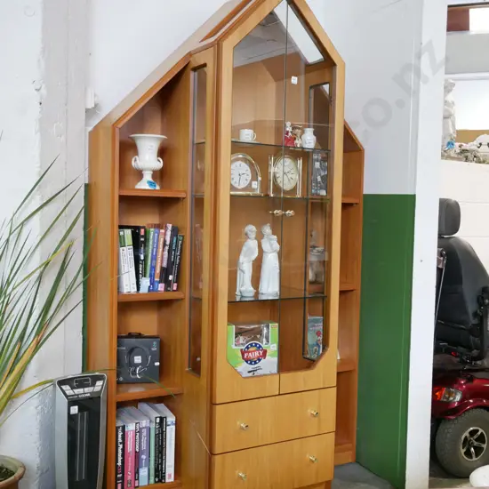 1980s mdf veneer display case bookcase H-2010 W-1160