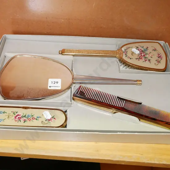 vintage dressing table set, silvering to the mirror