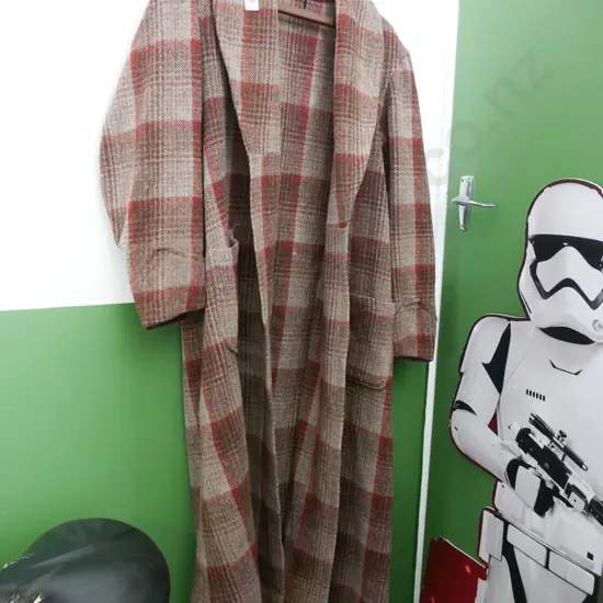 vintage brown & red checked woollen dressing gown 