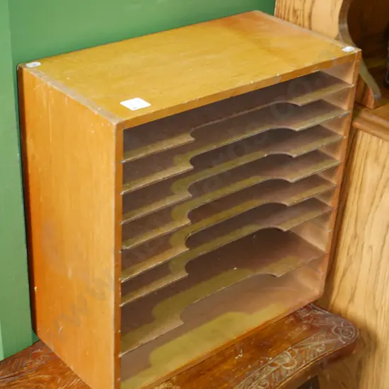 wooden desk top stationery organiser